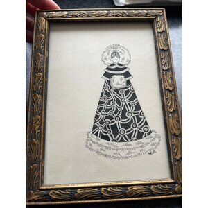 Vtg 1970's Detroit Artist Mary Ewald Pen And Ink Art Female Elegantly Dressed